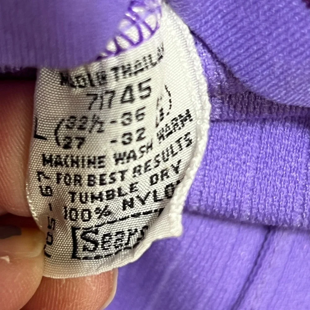 Vintage Sears Kids Purple‎ Striped Mock Neck Top Ribbed Pants Set Size L 71745